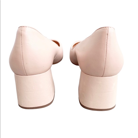 J. Crew Celia Leather Block Heels Sunwashed Pink Blush Squared Off Toe Size 9.5 - Picture 7 of 9